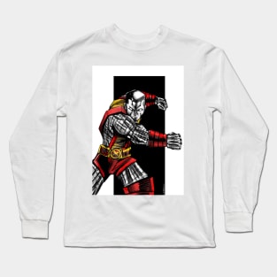 russian hero in metal skin armor ecopop art Long Sleeve T-Shirt